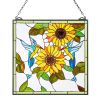 VEVOR Stained Glass Window Panel, 20 x 20 in, Tiffany Style Hanging Transom Window Panel with Chain, Large Vertical Rectangle Stain Glass