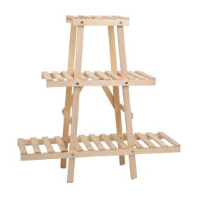 Wooden Plant Stand 3-Tier Potted Flower Shelf Multi-tier Flower Pot Rack Holder Triangle Ladder Plant Vase Display Rack 82lbs Max Load for Indoor