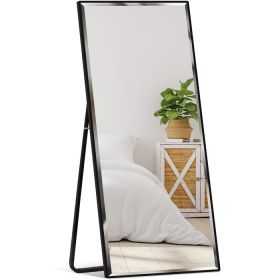 Large Full Length Leaning Wall or Hanging Mirror (Color: Black)