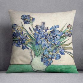 Irises in a vase Cushion (Insert: Without Insert, size: 14" X 14")