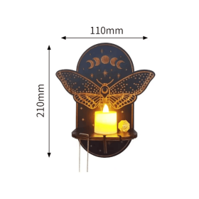 Handmade wooden display rack - Wall mounted display rack - Decorative wooden wall rack - Crystal stone storage rack - Hanging candle holder wall (Color: Butterfly)