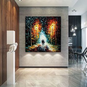 Hand Painted Oil Painting Original Romantic Cityscape Oil Painting On Canvas Large Wall Art Abstract Colorful Forest Painting Custom Tree Paintin (Style: 01, size: 80x80cm)