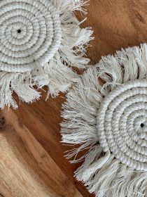 Macramé Drink Coasters; (7inch) (Color: Rainbow)